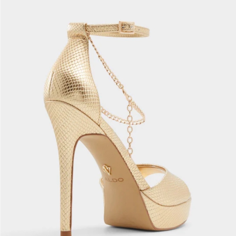 Aldo Afumeth Metallic Gold Snakeskin Heels